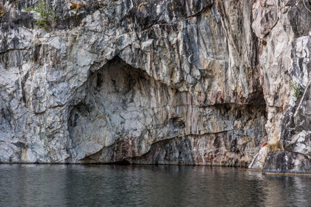 Russia. Summer landscape of the Ruskeala mountain park. The turquoise and marble canyon in summer. Russia, Republic of Karelia, village of Ruskeala.の写真素材
