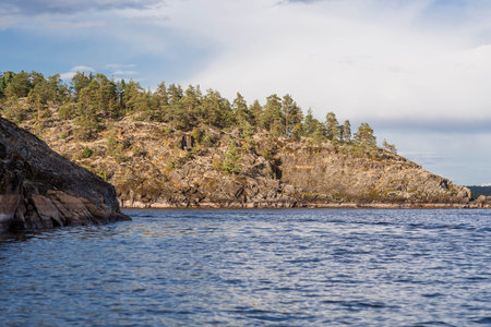 Ladoga skerries, stone islands on Lake Ladoga. Beautiful natural landscape.の写真素材