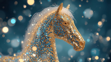 Happy New Year 2026. Symbol of the Year. Ice Horse. Luxurious poster or banner for your party and New Year's Eve.の素材