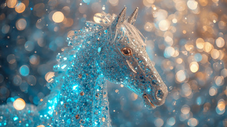 Happy New Year 2026. Symbol of the Year. Ice Horse. Luxurious poster or banner for your party and New Year's Eve.の素材