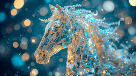 Happy New Year 2026. Symbol of the Year. Ice Horse. Luxurious poster or banner for your party and New Year's Eve.の素材