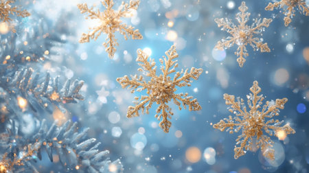 Banner. A crystal, ice snowflake on a snowy background. The symbol of 2026. Happy New Year and Merry Christmas.の素材