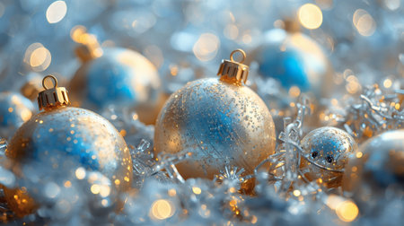 Happy New Year 2026. Beautiful Christmas background, banner made of glass Christmas balls.の素材