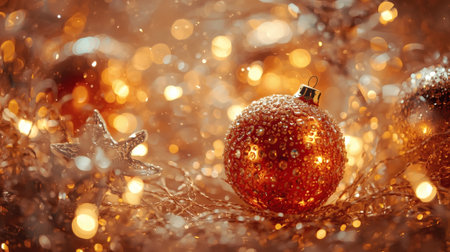 Happy New Year 2026. Beautiful Christmas background, banner made of glass Christmas balls.の素材
