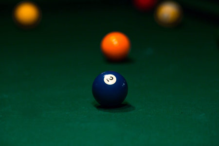 Billiard table with balls. American pool. Billiard balls on a billiard table.