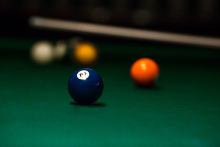 Billiard table with balls. American pool. Billiard balls on a billiard table.