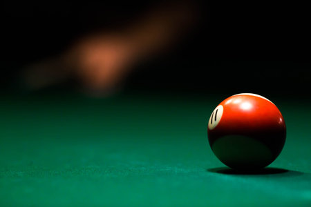 Billiard table with balls. American pool. Billiard balls on a billiard table.