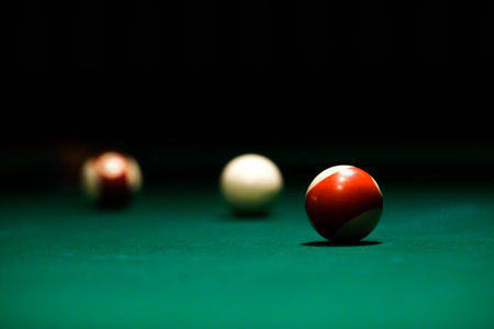 Billiard table with balls. American pool. Billiard balls on a billiard table.