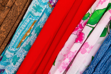 Varicolored texture of the fabric, the basis are scarves, stoles の写真素材