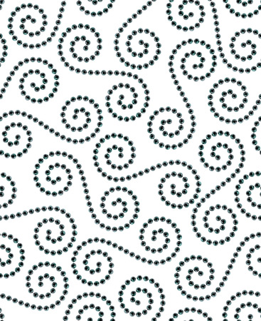 Seamless pattern in the form of curls. Curls consist of black pearls. Pattern on a white background. Illustration.の写真素材