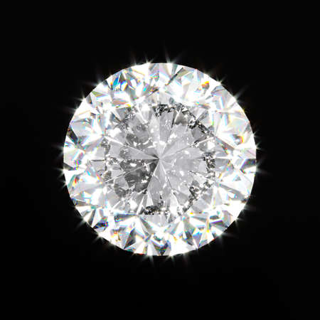 Diamond close-up on a black background. Sparkling facets with dispersion. Square orientation. Illustration.の写真素材