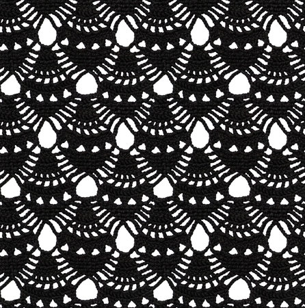 Seamless openwork knitted texture. The pattern is crocheted with black threads. Cotton yarn....