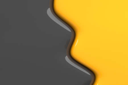 Creative background in the form of a mixture of gray and yellow colors. Liquid fluidity. Color mixing border. 3d illustration.の写真素材