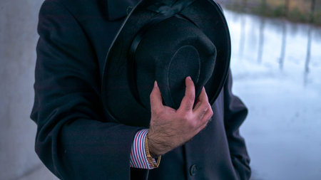 a man with a hatの写真素材