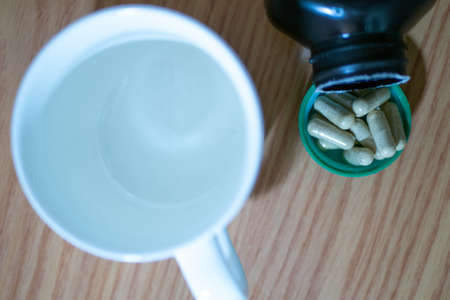Tablets placed on the deskの写真素材