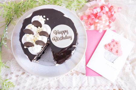 Birthday cake and message card