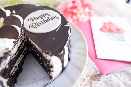 Birthday cake and message card