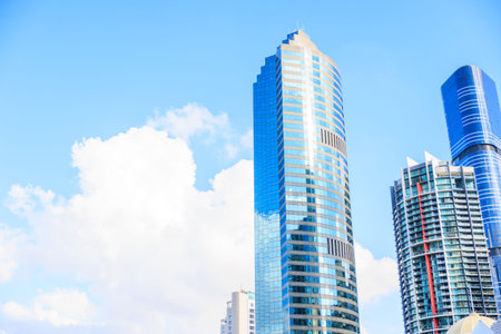 Brisbane, Australia - 05.05.2022: Skyscrapers in Brisbane's business district