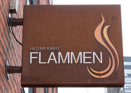 Aarhus, Denmark - 24 March 2020: The logo of the Flammen building in Aarhus.のeditorial素材