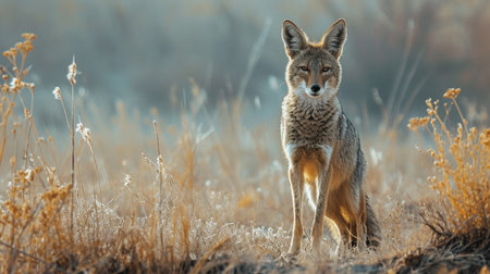 Coyote (Canis mesomelas) standing in the fieldの素材