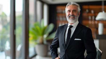 Portrait of a handsome senior businessman in his office. Mature business man portrait.の素材