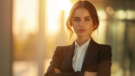 Portrait of a beautiful young business woman in a business suit.の素材