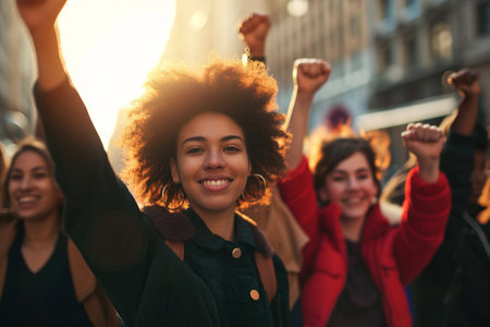 Group of happy young people dancing and having fun in the city.の素材