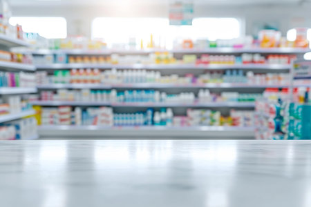 Blurred image of pharmacy drugstore and customer for background usage.の素材