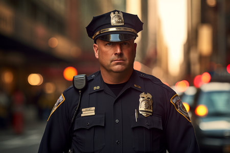 NYPD police officer in Manhattanの素材
