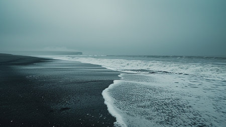 Foggy beach in Iceland. Long exposure. Toned.の素材