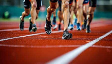 athletes running on the race track, close-up of legsの素材