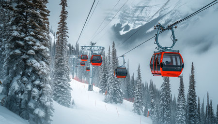 Ski lift in the mountains in the winter. Ski resort.の素材