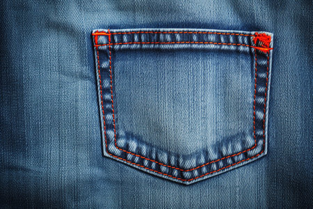 Denim jeans texture with stitch. Denim jeans background or texture.の素材