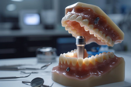 Dental prosthetic dentistry and orthodontics concept.の素材