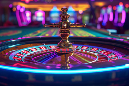 Roulette wheel in casino. Casino roulette wheel in casinoの素材
