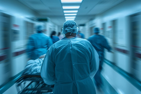 Surgeon in operating room with surgery team in the background. (selective focus)の素材