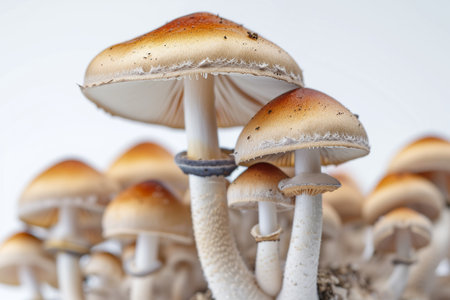 Close up of a group of edible mushrooms, Shimeji mushroomの素材