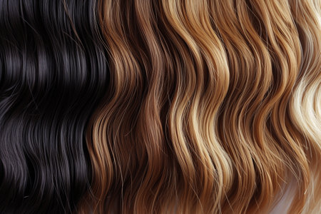 Curly hair texture abstract fashion style background. Close up studio shot.の素材