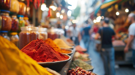 Spices on the Grand Bazaar in Istanbul, Turkey. Selective focus.の素材