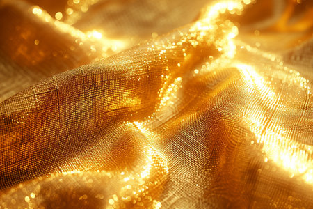golden fabric texture background, close up of yellow fabric texture backgroundの素材