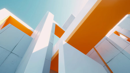 Abstract modern architecture background, empty open space interior. 3D renderingの素材