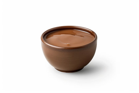 Ceramic bowl with chocolate cream isolated on a white background.の素材