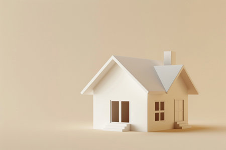 House model on white background. Real estate concept. 3D renderingの素材