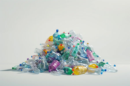 Plastic waste isolated on a white background. Plastic waste for recycling.の素材