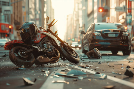 Foto de Motorcycle accident on the road in New York City, USA - Imagen libre de derechos