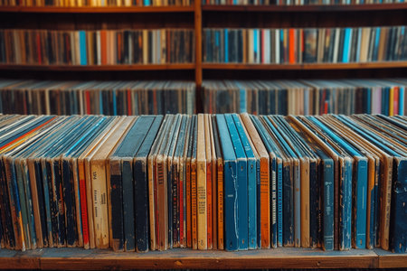 Old books in a library. Books on the shelf in the libraryの素材