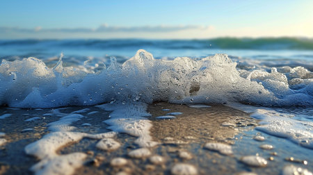 Sea wave on the sandy beach. Nature background. 3d renderingの素材