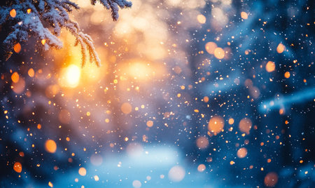 Frozen winter forest with snow covered trees. outdoor christmas backgroundの写真素材