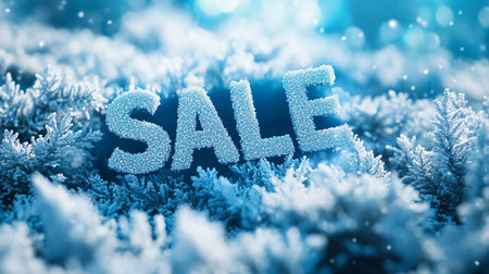 Winter sale text on blue background. 3D illustration. Christmas concept.の写真素材
