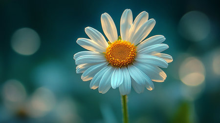 Beautiful daisy flower on green background. Chamomile close upの写真素材